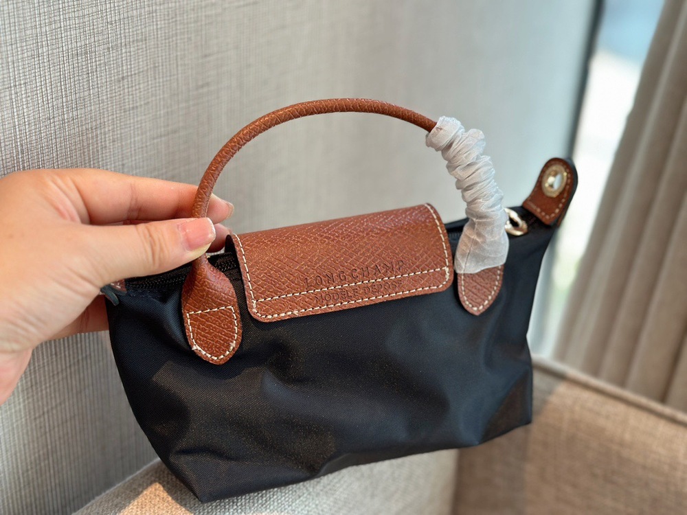 NWT Longchamp Le Pliage Mini Handbag Pouch Black Canvas Crossbody XS - Picture 7 of 10